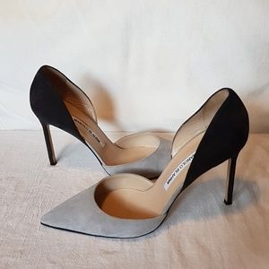 Manolo Blahnik Beautiful Grey/Black Suede Pumps